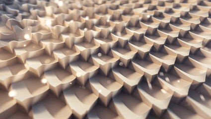 Obraz premium Abstract 3d render of geometric textured pattern in beige tones with soft lighting