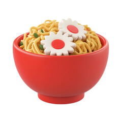 3d illustration of noodles in a bowl