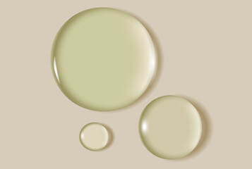Serum, transparent skin care essence, liquid texture of cosmetic product on cream background