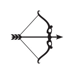 Traditional Bow and Arrow Silhouette Icon - Archery Vector Symbol