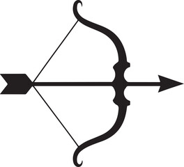 Traditional Bow and Arrow Silhouette Icon - Archery Vector Symbol