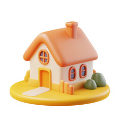 3d house icon with transparent background