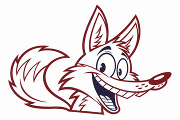 Animated happy fox with large eyes smiles cheerfully in this clean, outlined cartoon image