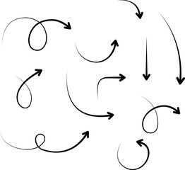 Vector arrow icons set. Isolated vector arrows, hand drawn on a white background