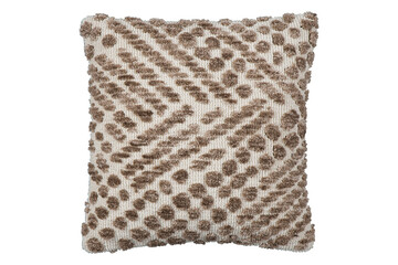 Beige and brown textured pillow isolated on transparent background