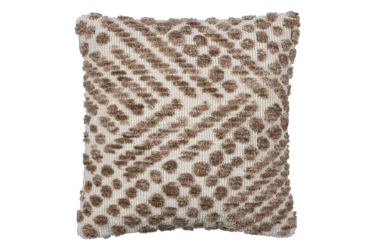 Beige and brown textured pillow isolated on transparent background - Powered by Adobe