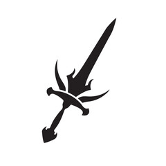 Obraz premium Detailed Fantasy Sword Silhouette - Vector Illustration of a Medieval Weapon for Gaming and Design