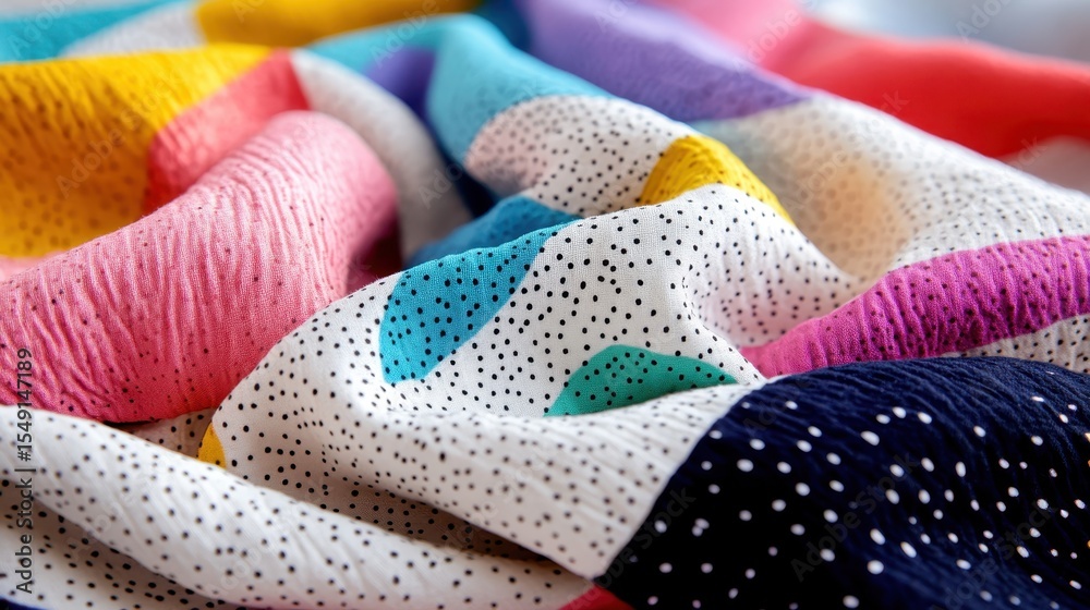 Poster this vibrant close-up image of colorful fabric showcases intricate patterns and textures, adding dep