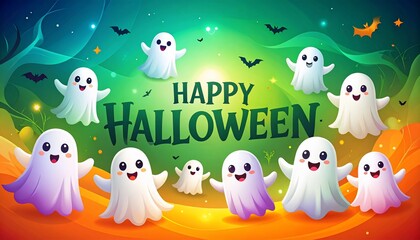 Happy Halloween! Cute Ghostly Gathering