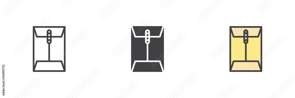 Poster Message paper document clip icon set in line, solid and filled outline style