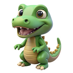 Fototapeta premium 3d cartoon alligator hatchling with small teeth