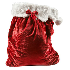 Santa Claus Bag on White Background for Christmas and Holiday Gift Concepts

