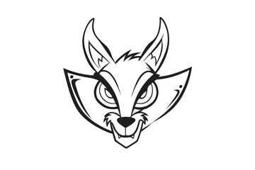 A stylized black and white canine face shows a threatening expression with defined lines