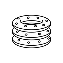Stack of Round Cookies or Biscuits Line Art Illustration