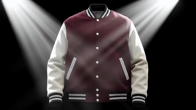 Classic Varsity Jacket Maroon and Cream Baseball Jacket Design - Perfect for Sports, Casual Wear, and College Style