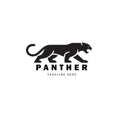 Fototapeta premium Sleek Black Panther Logo Design with Bold Typography and Striking Silhouette for Modern Branding and Company Identity