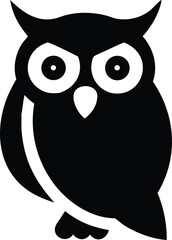 Obraz premium Minimalist owl silhouette vector design in black representing nighttime wildlife