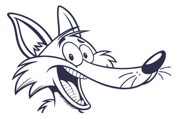 Obraz premium An excited wolf with a wide smile showcases cartoonish features in a simple outline
