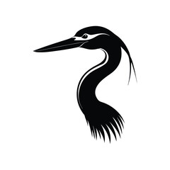 Fototapeta premium A black silhouette art of a heron head with long beak.eps