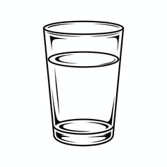 Black and White Illustration of a Glass of Water