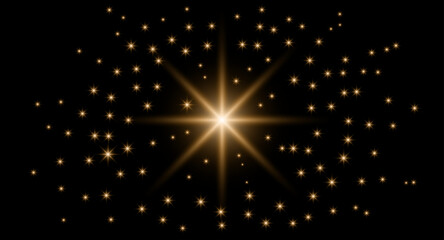 Bright Festive Stellar Background. Bright light lens, Shiny, glowing sparks