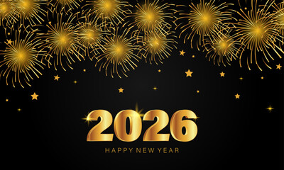 2026 new year party celebration-themed horizontal background design with firework.