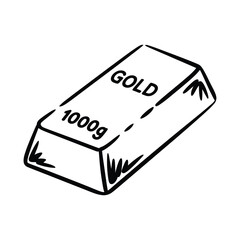 Hand-Drawn Illustration of a 1000g Gold Bar