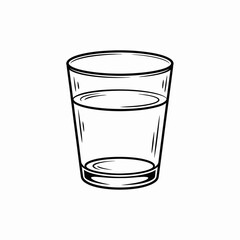 Simple Black and White Illustration of a Glass of Water