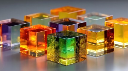 Colorful Glass Cubes Abstract Still Life