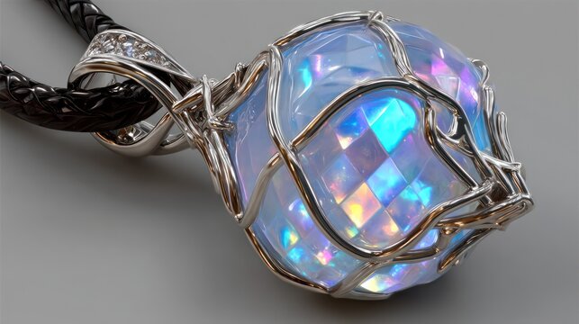 Opal Gemstone Pendant Necklace: Celestial Iridescence
