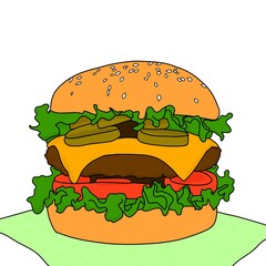 hamburger isolated on white background, hamburger wallpaper, hamburger vector