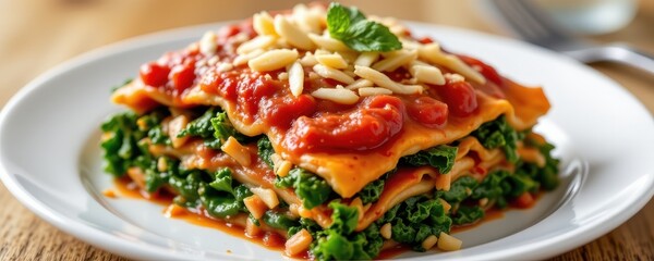 kale can be added to savory lasagna with ricotta and tomato sauce.