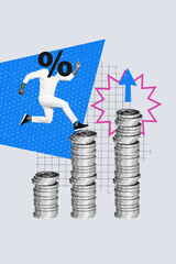 Composite collage trend artwork template design of trade market dollars investment wealth headless...
