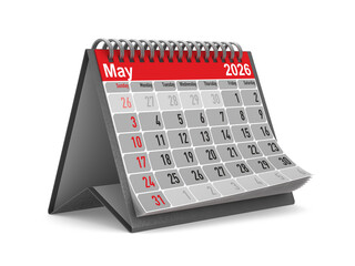 2026 year. Calendar for May. Isolated 3D illustration
