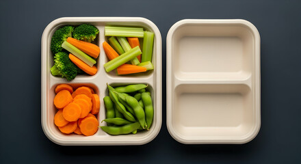 Healthy and Colorful Vegetable Snack Container with Compartments for Lunch