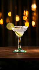 Negoni drink with ice and with cucumber on top