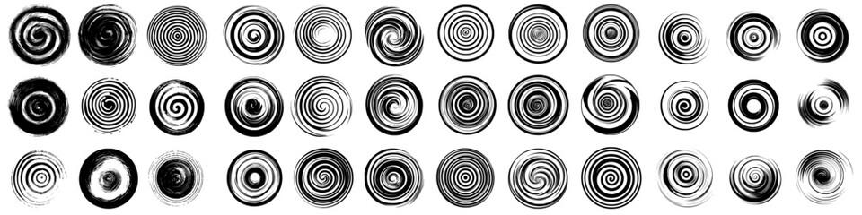 Naklejka na ściany i meble A set of design elements featuring spiral and swirl motions with twisting circles