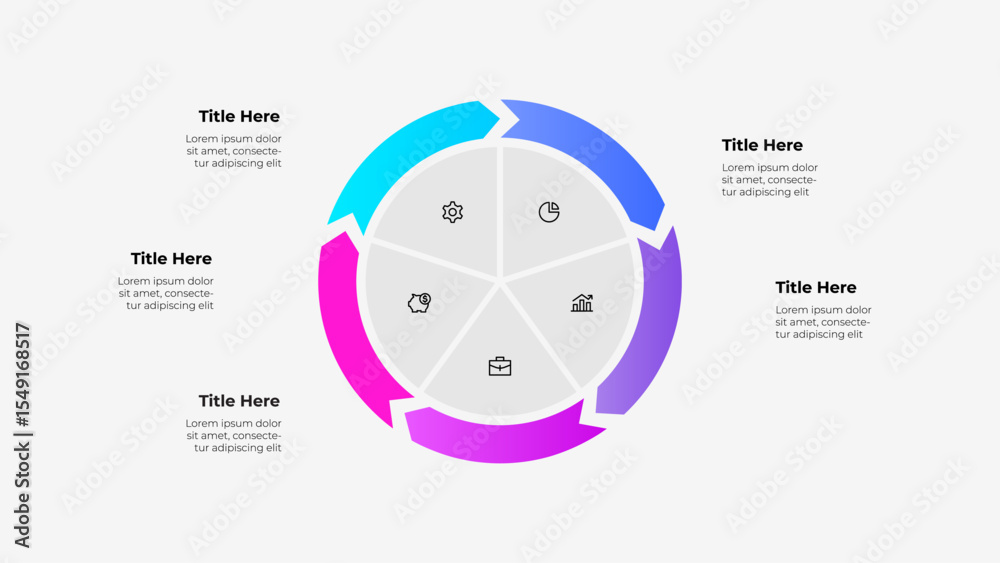 Aufkleber colorful circular infographic diagram for business data presentation with 5 steps