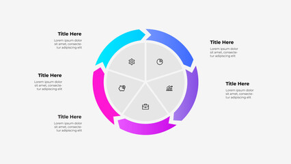 Colorful Circular Infographic Diagram for Business Data Presentation with 5 steps