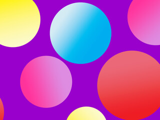 The background is full of bright colorful circles in various sizes and color gradients, creating a dynamic abstract pattern.
