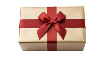 Isolated Gift with Red Ribbon
