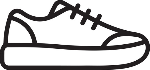 Stylized Line Art Depiction of a Classic Sneaker Design Featuring Prominent Laces and a Thick Sole for a Simple Graphic