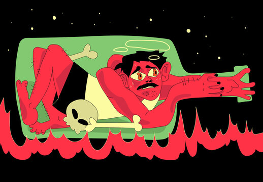 Red Hand Drawn Addiction Full Set Illustration