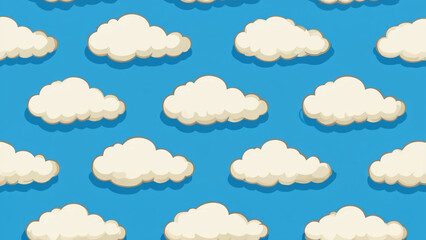 A collection of white and gray clouds floating in the blue sky, a peaceful scene