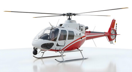 Fototapeta premium Streamlined emergency rescue helicopter on white seamless background.