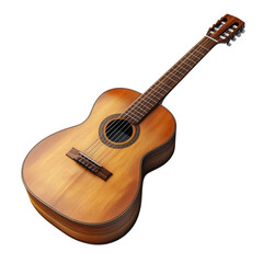 Fototapeta premium 3d Acoustic Wooden Guitar Isolated ON Transparent Background 