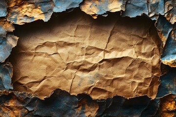 Naklejka premium Textured Torn Paper Background with Blue and Brown Hues for Creative Design