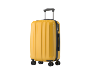 Yellow Suitcase with Wheels Isolated on Transparent Background
