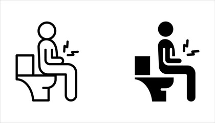 Indigestion icon set. Upset stomach. Diarrhea, bloating, nausea, abdominal pain. on white background