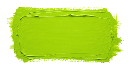 Bright neon lime green rectangular paint swatch or banner isolated on white background